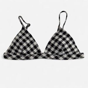 Full Tilt Bikini Top Women M Black White Excellent Gingham Checkered Triangle